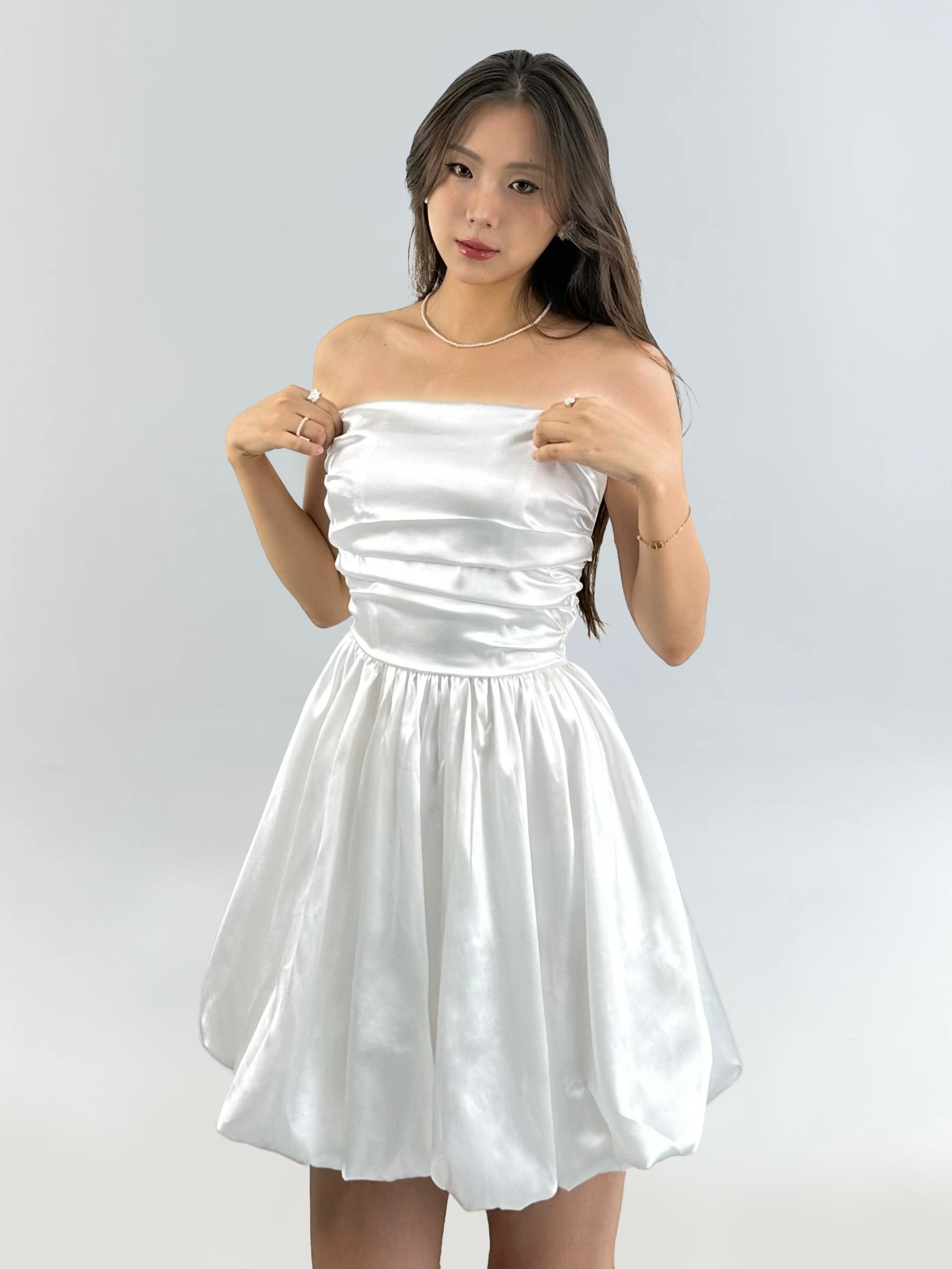 Hannah - Strapless Satin Bubble Dress