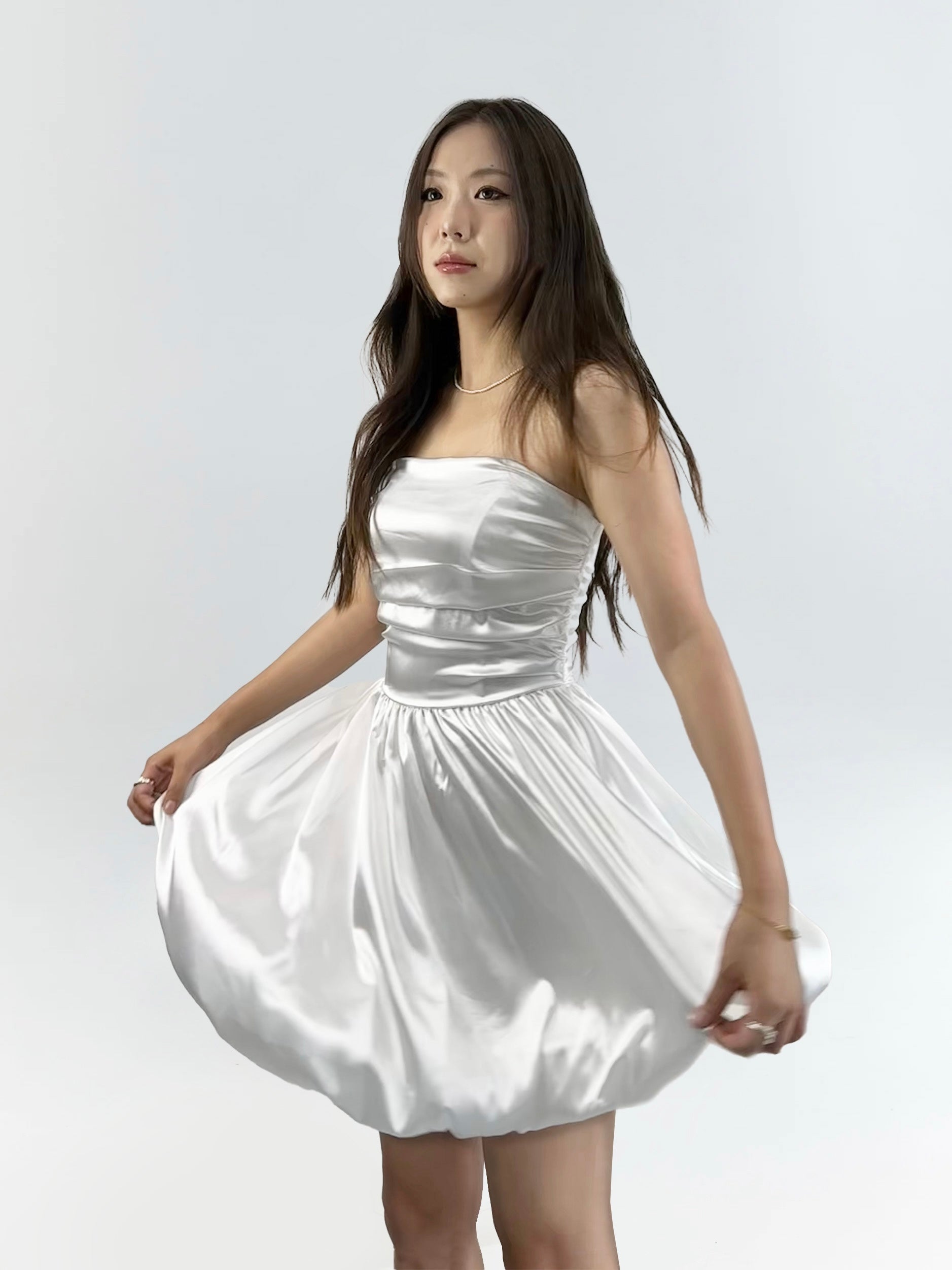 Hannah - Strapless Satin Bubble Dress