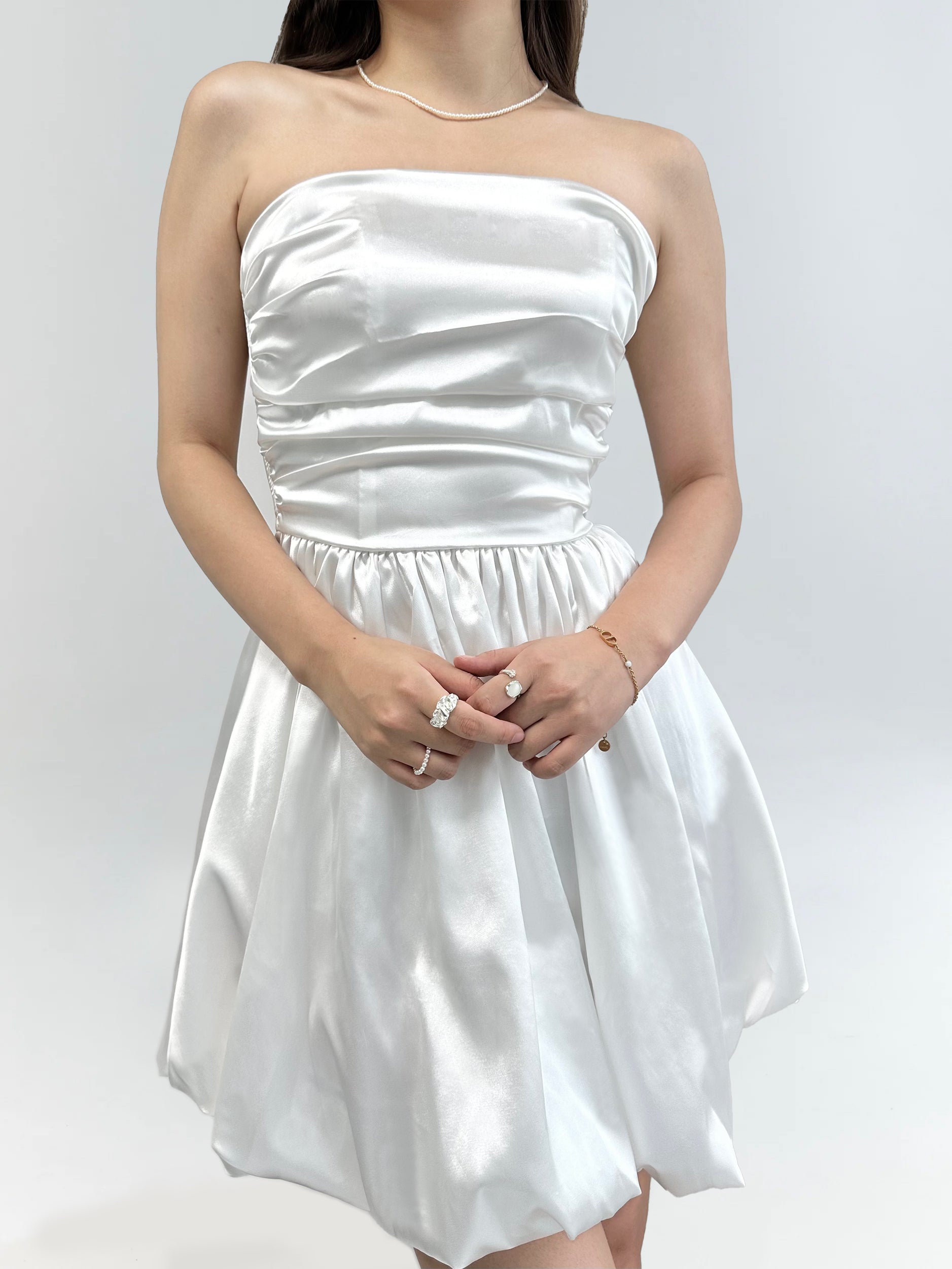 Hannah - Strapless Satin Bubble Dress