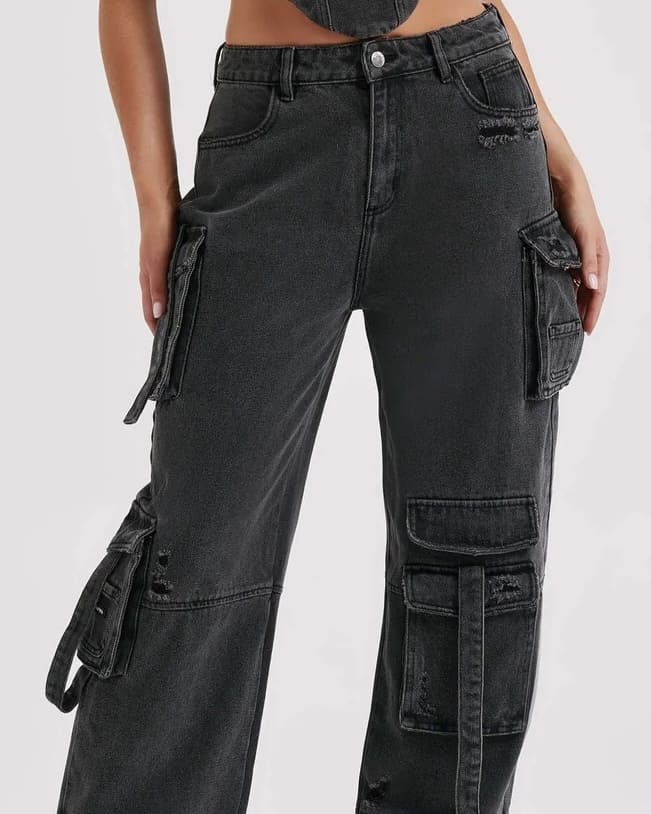 Gladys - Straight Pocket Cargo Jeans