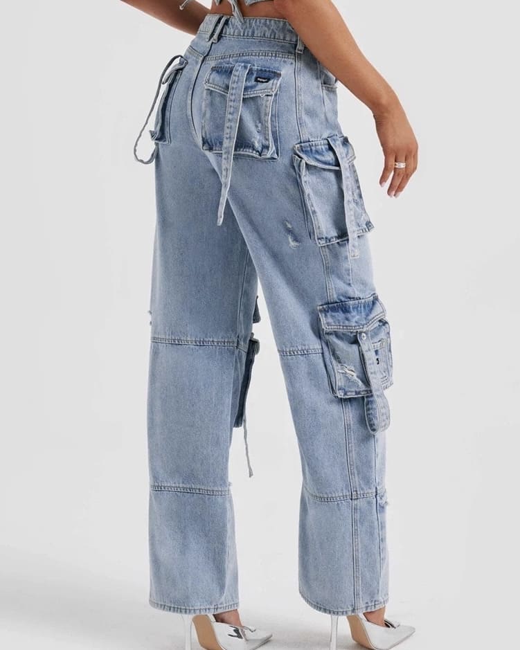 Gladys - Straight Pocket Cargo Jeans
