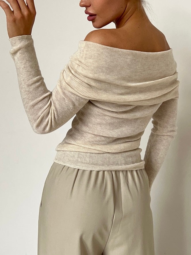 Amira - Boat Neck Long Sleeve Knitted Sweater