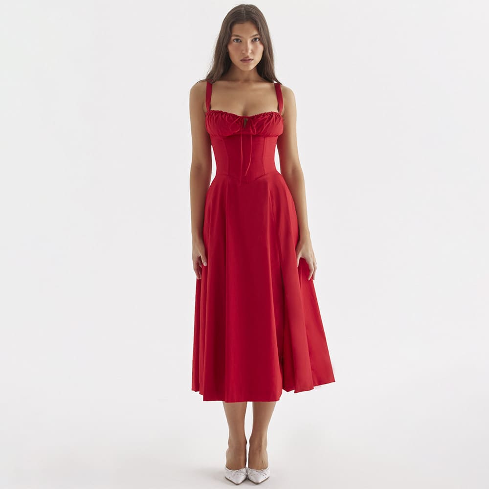 red-long-dress