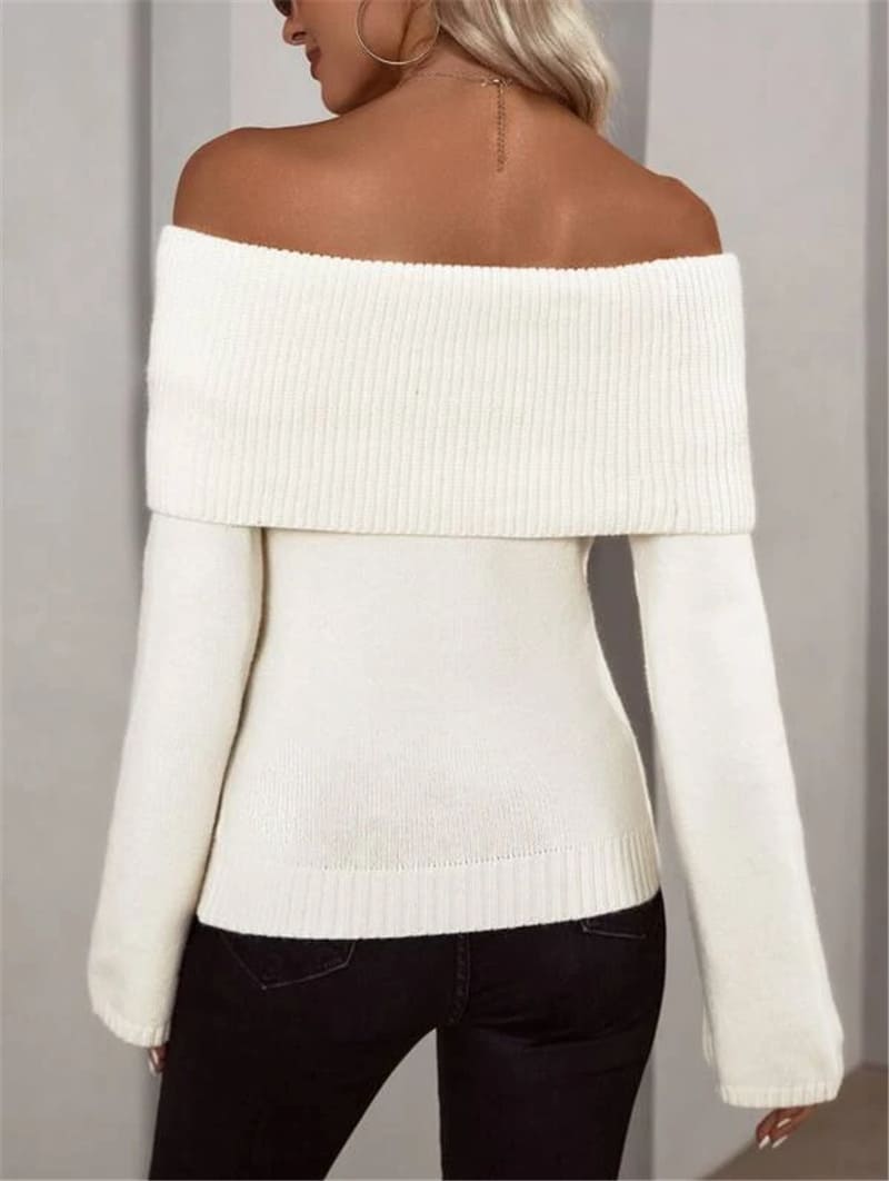 Elena - Boat Neck Long Sleeve Knitted Sweater
