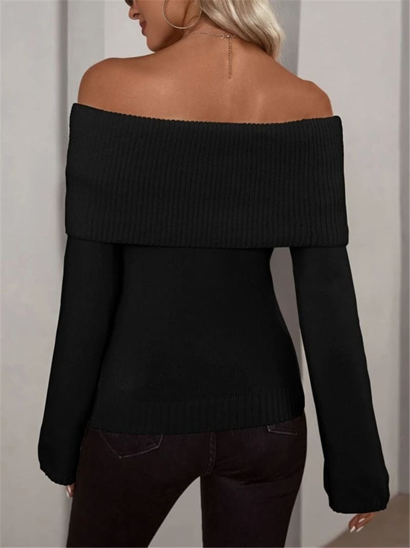 Elena - Boat Neck Long Sleeve Knitted Sweater