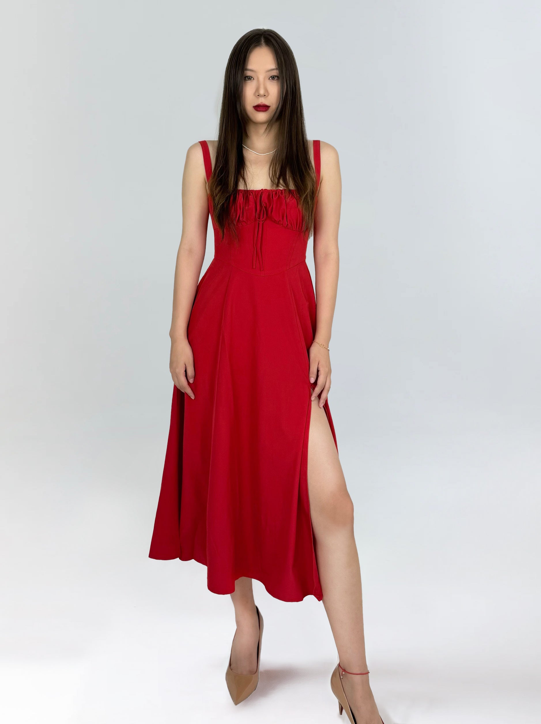 Paige - French Suspender Slit Dress