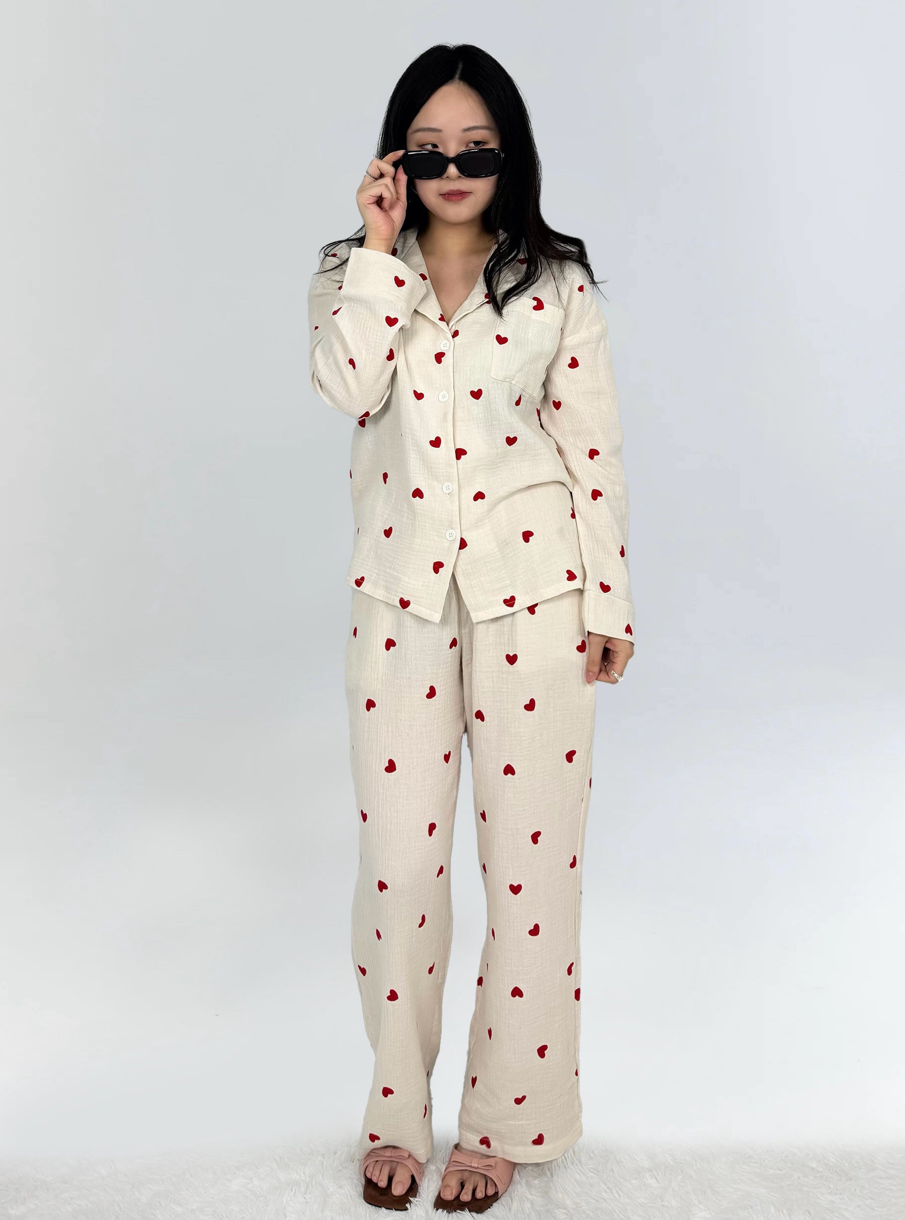 Venus - Heart Print Cotton Set